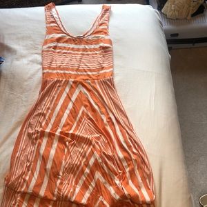 Bebe maxi dress in orange and white stripe
